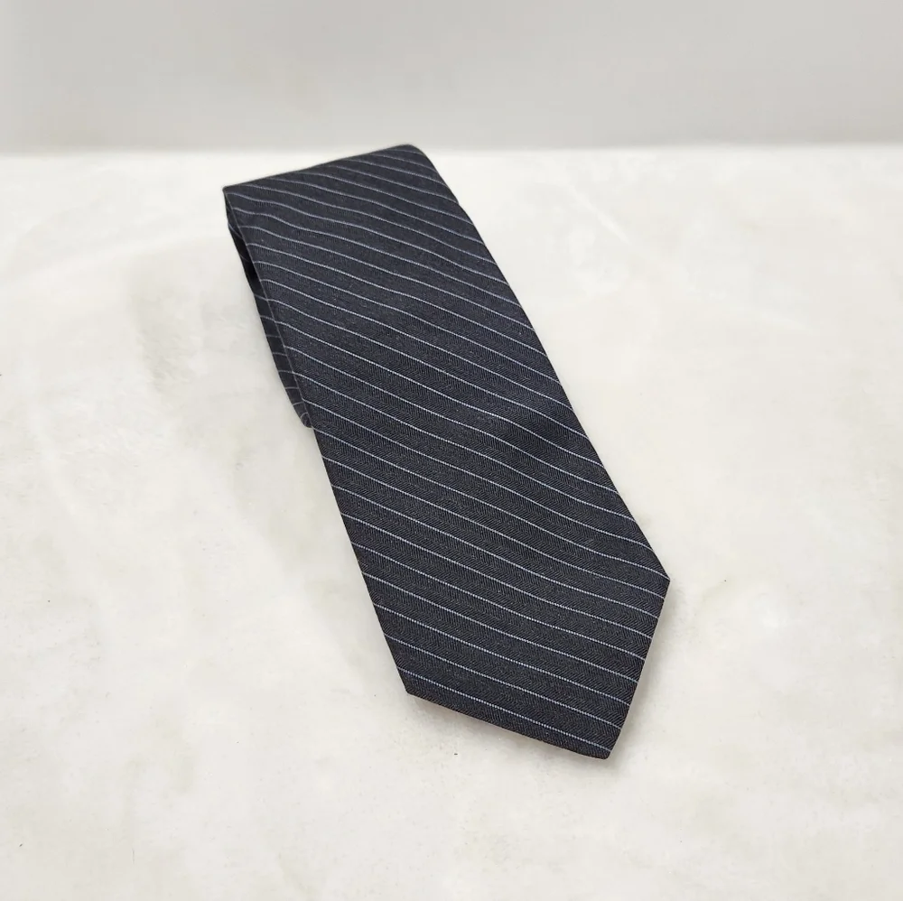 Michael Kors Silk Black With Blue Pinstripe Necktie Tie